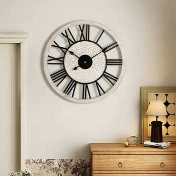 Cross-border light luxury creative wall clocks living room decoration wooden clocks home clocks silent clock retro wall decorations