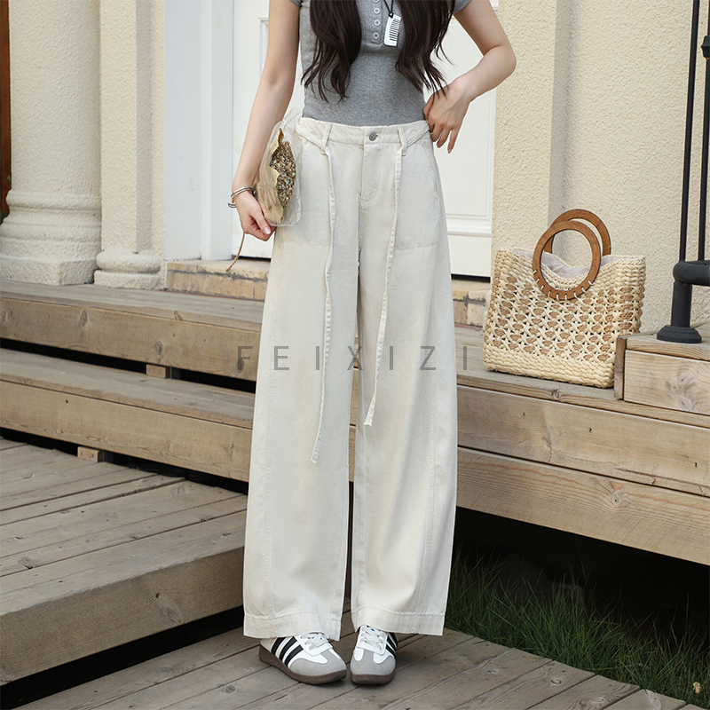 F98118 Feixizi Women's Jeans Summer Fashion Loose Versatile Casual Thin Cropped Straight-Leg Pants