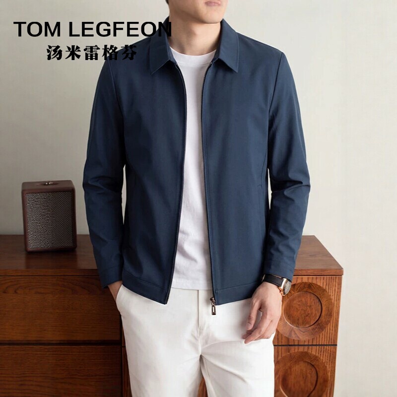 Tommy Regfin Spring and Autumn Men's Business Executive Jacket Loose Casual Windproof Jacket Solid Color Lapel Coat Tommy Regfin Spring and Autumn Men's Business Executive Jacket Loose Casual Windproof Jacket Solid Color Lapel Coat