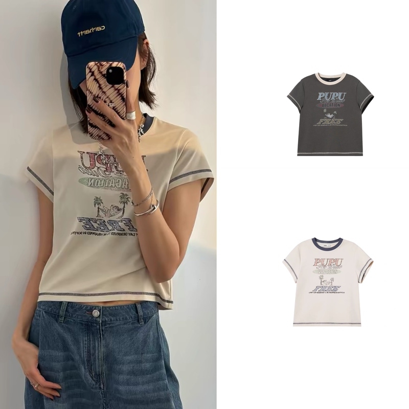In Stock, No Restock, Holiday Print Slim-Fit Short-Sleeve T-Shirt for Women, Early Autumn 2026 New American Retro Hot Girl Top In Stock, No Restock, Holiday Print Slim-Fit Short-Sleeve T-Shirt for Women, Early Autumn 2026 New American Retro Hot Girl Top