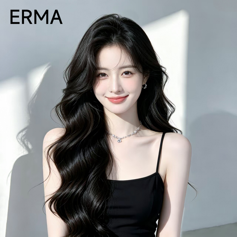 【Borderless Liquid Hairline】Large Wavy Long Curly Wig Full Head Cover Female Real Hair Invisible Seamless