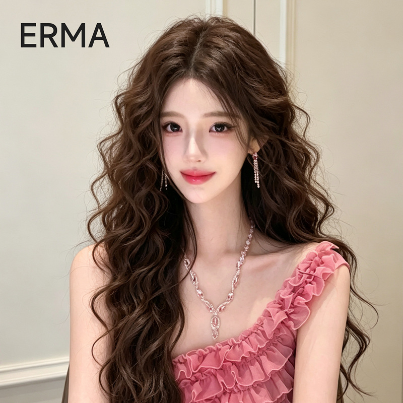 Wool Curl Wig for Women, Full Head Wig Made of Real Hair, Natural and Seamless, No Hair Net Needed, Fluffy and Soft, High-End Wig Wool Curl Wig for Women, Full Head Wig Made of Real Hair, Natural and Seamless, No Hair Net Needed, Fluffy and Soft, High-End Wig