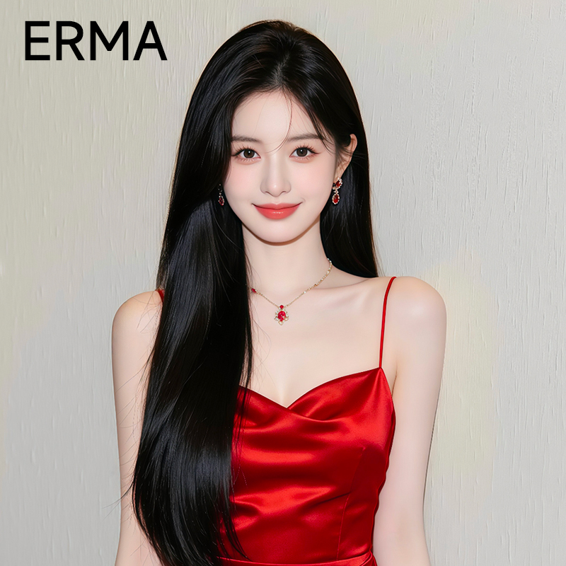 【Advanced Third-Generation Micro-Needle Technology】Women's Full Head Wig, Long Straight, Real Hair, Natural Seamless, with Bangs