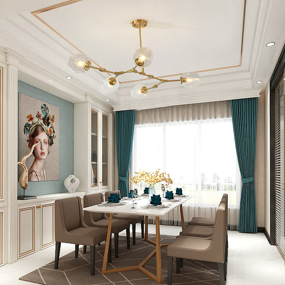 All-Copper Nordic Modern Minimalist Chandelier, Creative and Unique, Warm Living Room and Dining Room Molecular Lamp, Magic Bean Chandelier