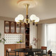 All-Copper Mid-Century Style Living Room Chandelier American Retro Black Walnut Solid Wood French Log High-End Bedroom Lamp