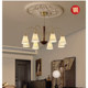 French-Style Vintage All-Copper Living Room Chandelier, American Retro Bedroom and Dining Room Multi-Head Chandelier, High-End and Elegant Ceramic Lamp