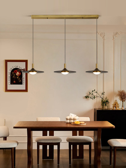 Light Luxury Creative Restaurant Lamp Walnut Wood All-Copper Personalized Bar Table Chandelier Mid-Century Style Zen Bedroom Hallway Lamp