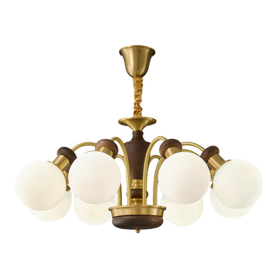 All-Copper American Mid-Century Style Living Room Chandelier Imported North American Black Walnut Retro Scandinavian Log Bedroom High-End Sense