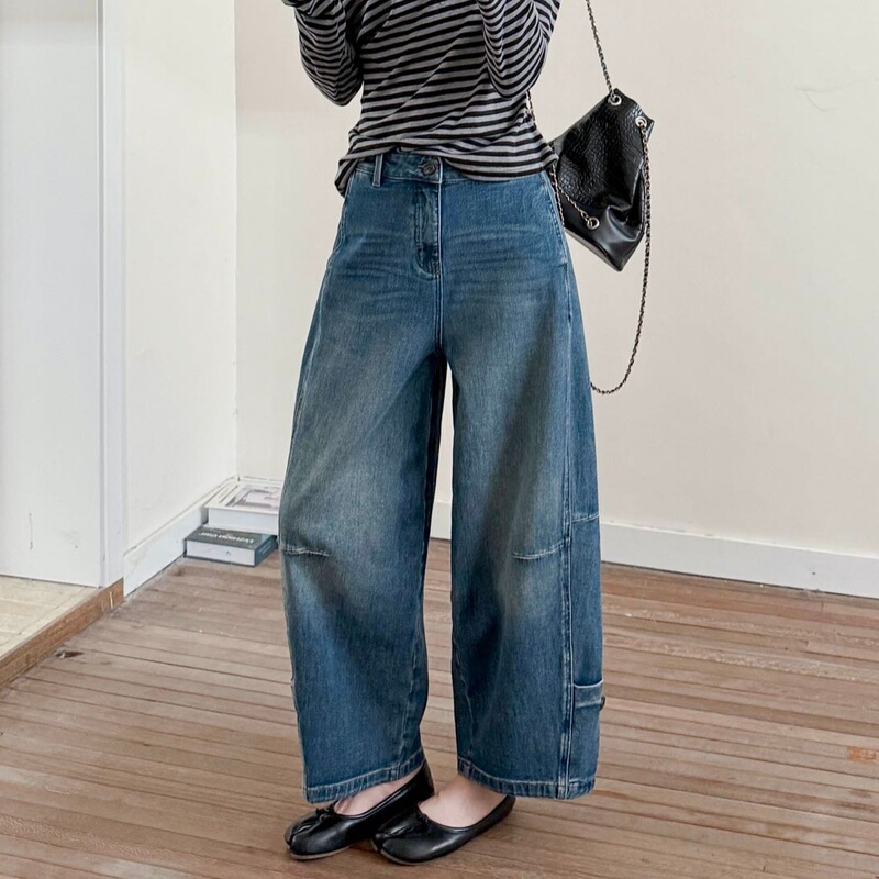 Special Design Pocket Work Pants with Curved Knife Cut, Cropped Length