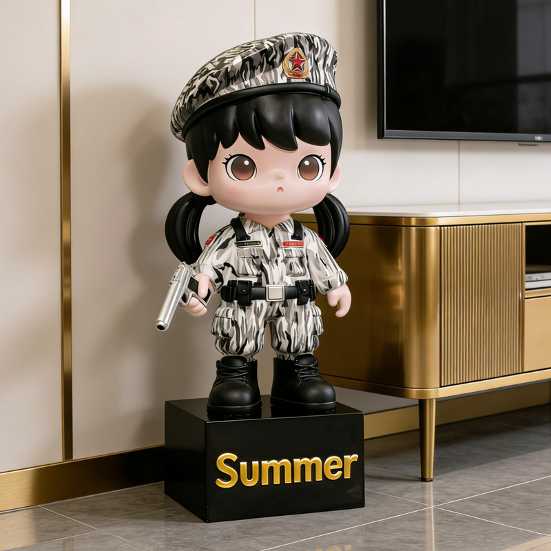 Internet Celebrity Cartoon Large Piggy Bank New Model Living Room Tv Cabinet Decoration Ornament Military Figure Cute Special Forces Soldier