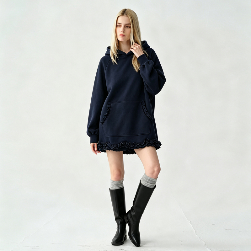 Ggaholiday Trendy Brand Hooded Long-Sleeve Sweatshirt Dress Sweet and Cool Ruffled Edge Women's Age-Reducing Loose-Fitting Dress Top Ggaholiday Trendy Brand Hooded Long-Sleeve Sweatshirt Dress Sweet and Cool Ruffled Edge Women's Age-Reducing Loose-Fitting Dress Top