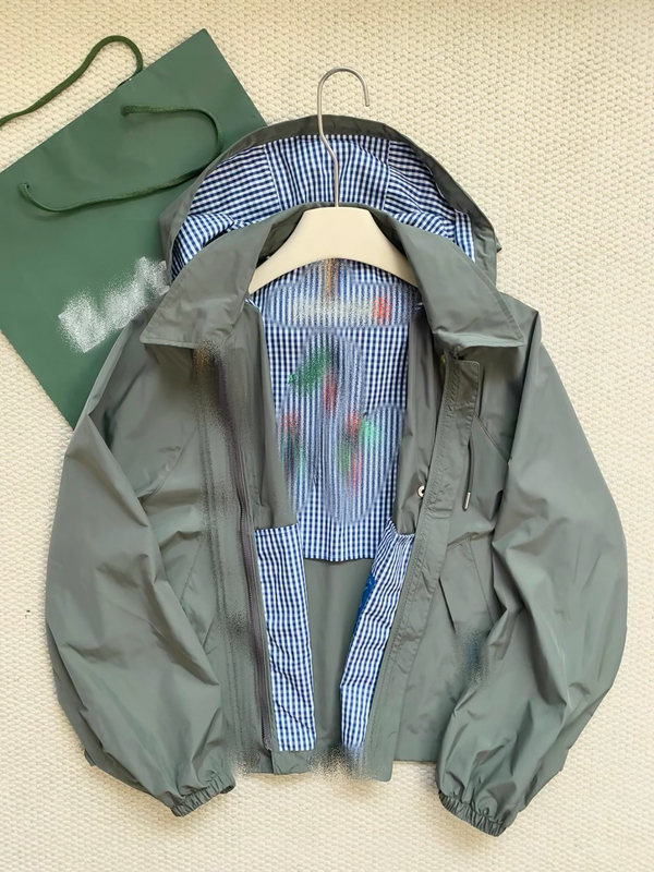 Bahe and Pau* Co-Branded Spring and Autumn Jacket for Women, Hooded Detachable Windbreaker Jacket