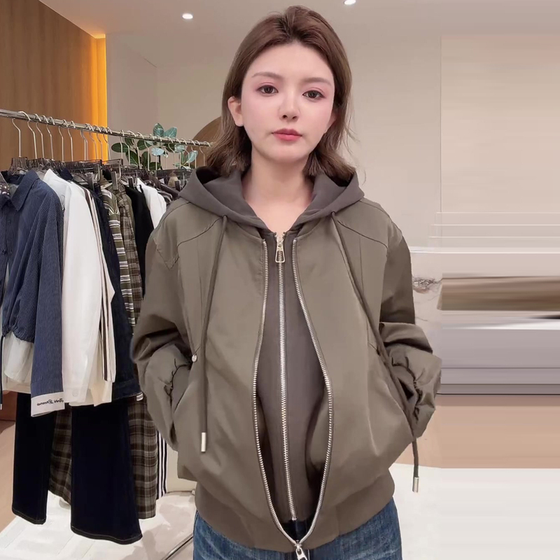 Aele "Wind Whisperer" Early Autumn Hooded Two-Piece Versatile Casual Baseball Jacket W863 6673 Ad Aele "Wind Whisperer" Early Autumn Hooded Two-Piece Versatile Casual Baseball Jacket W863 6673 Ad