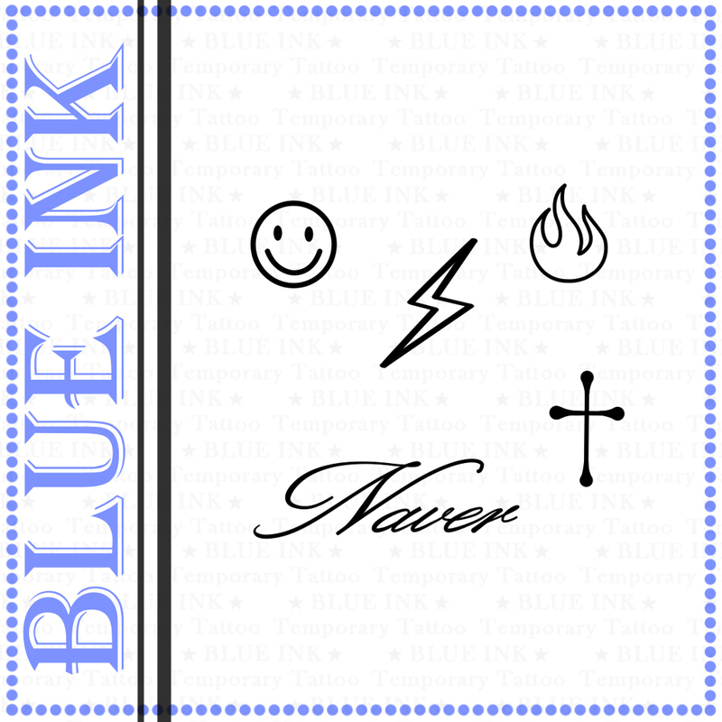 Blueink Good Night Stickers】211 Daily Small Symbols Smiley Face Lightning Flame Naver Cross Tattoo Stickers