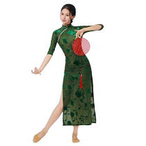 Fanshu modern cheongsam dance clothing womens practice clothing body rhyme gauze Chinese style classical top performance clothing set