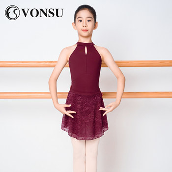 Vonsu Kidsren's Ballet Practice Clothes Dance Gymnastics Clothes Sleeveless Halter Neck Jumpsuit Body Suit