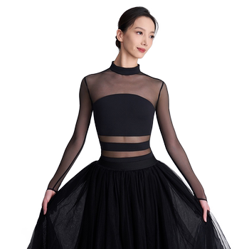 Mengying's Same Style Fan Shu Ballet Dance Costume, Black Mesh Practice Outfit, Tulle Skirt Set, Dancewear, High-End Black