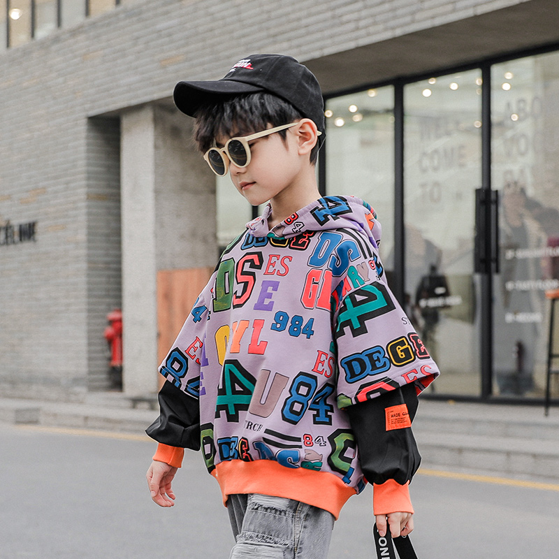 Boy's spring clothing sweatshirt 2022 new handsome Korean version of the spring and autumn CUHK Tong Yang sends even hat to bottom shirt tide boy