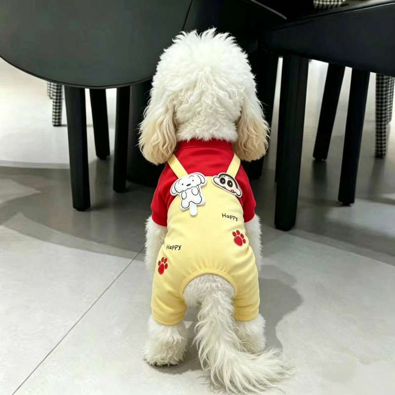Pet Belly-Protecting Spring and Autumn Thin Four-Legged Clothing for Teddy, Bichon, Small Puppies, Stylish One-Piece Dog Outdoor Clothing