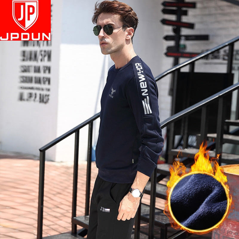 Men's T-shirt New Pullover Sports Knitted Velvet Sweater Men's Spring and Autumn Youth Tide Brand Casual Top