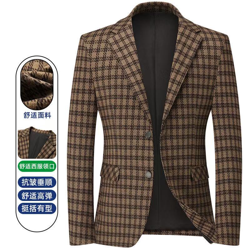 Guitar Tiger Suit Jacket Men's 2026 New Korean Style Plaid Top Business Formal Wear Spring and Autumn Commuter Suit Guitar Tiger Suit Jacket Men's 2026 New Korean Style Plaid Top Business Formal Wear Spring and Autumn Commuter Suit