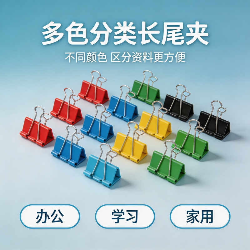 Colorful Binder Clips, Large and Extra-Large File Clips, Small Iron Paper Clips, Mixed Pack for Test Papers and Books, Stationery