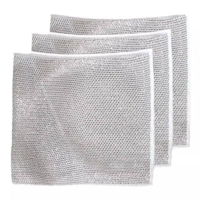 Cotton Yarn Silver Thread Cleaning Cloth, Double-Sided for Removing Water Stains, Kitchen Cleaning Cloth, 70% off Edge-Locking High Wear-Resistant Disposable