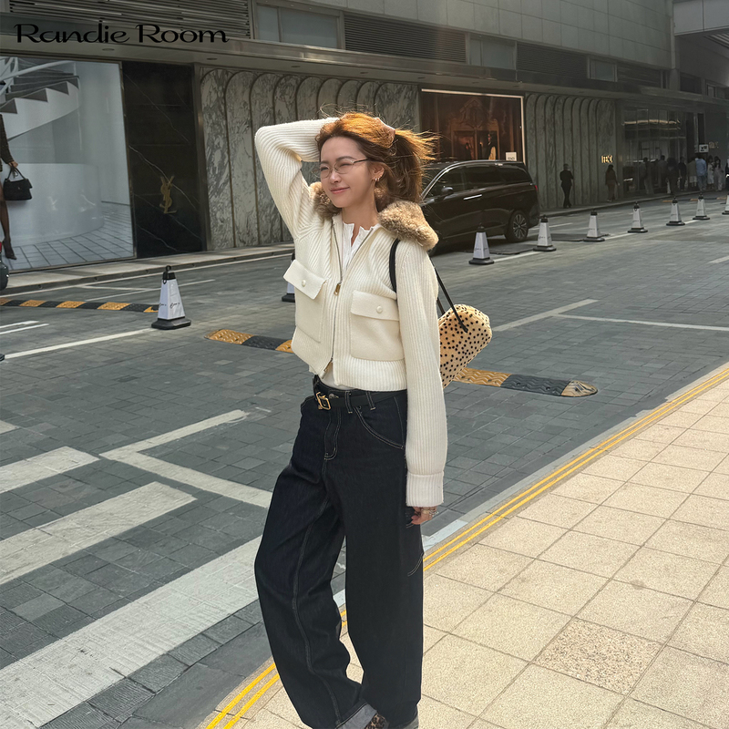 Randieroom S10 Retro Washed High-Waisted Straight-Leg Jeans, Pear-Shaped Body Shape Flattering Casual Long Pants