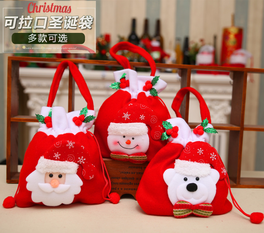 Christmas decorations Gift bag Santa gift bag Large pocket Tote bag Bundle pocket bag Storage bag