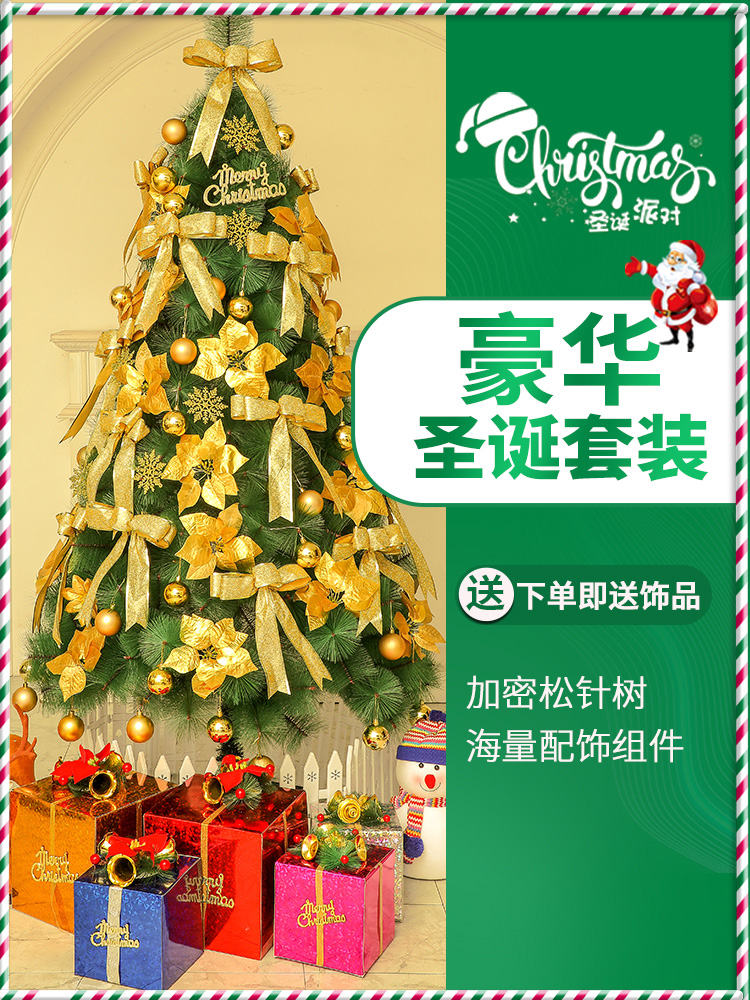 Pine needle small Christmas tree package decoration 1 2 meters 1 5m1 8 meters 3 home Christmas tree set luxury encryption