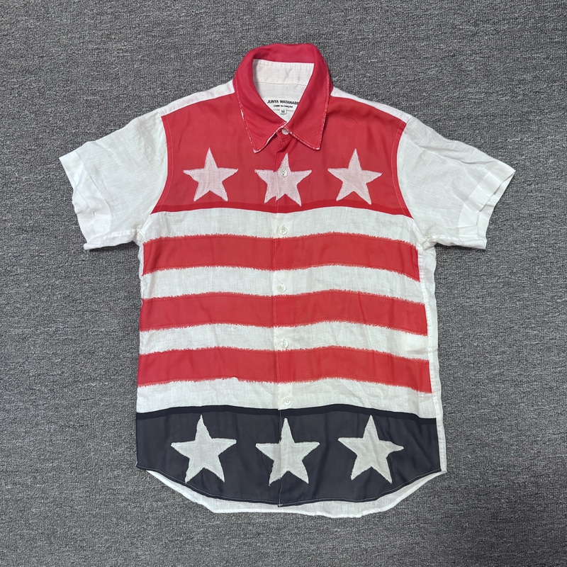 Now) Comme Des Garçons Junya Watanabe Stars and Stripes Pattern Short-Sleeved Shirt