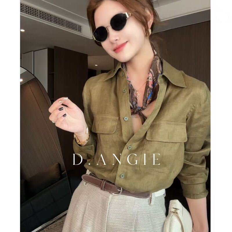 D.Angie【Moray Style Outfit】Linen Shirt for Women 2026 Summer New Old Money Style Top D.Angie【Moray Style Outfit】Linen Shirt for Women 2026 Summer New Old Money Style Top
