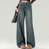 复古直筒高腰阔腿牛仔裤女裤券后29.9元包邮