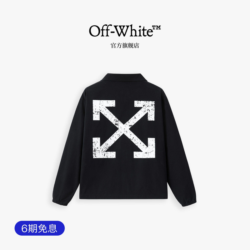 Off-White ™ Couple's Jacket, High Street Style, Double Arrow Decoration, Trendy Brand, Loose Fit, Unisex.