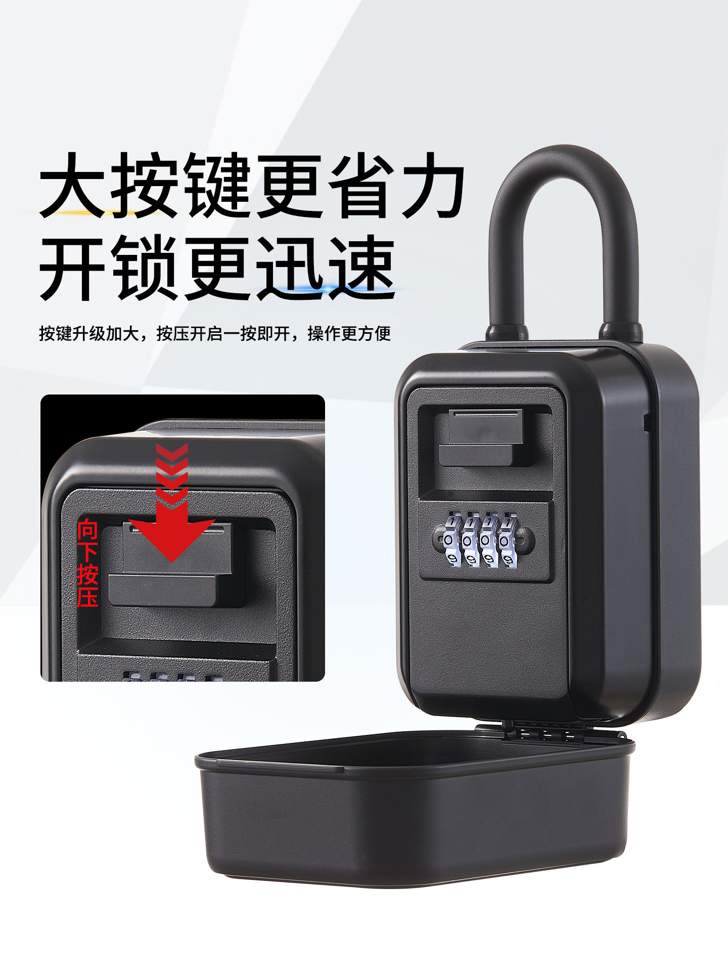 Password Key Box Decoration for Outdoor Homestays, Waterproof Alloy with Light, No-Drill Key Storage Password Lock Box