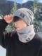 Fleece-Lined Knitted Wool Hat 2025 New Winter Outdoor Pullover Korean Style Windproof Thickened Men's Hat and Scarf Set