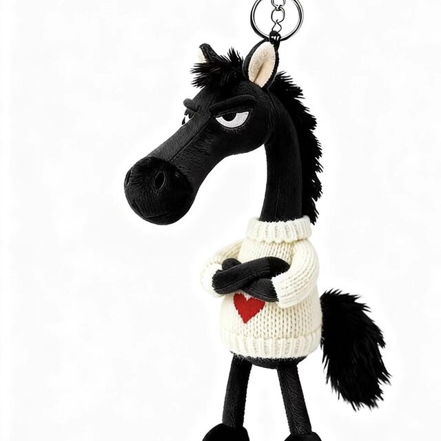 2026 Year of the Horse Mascot, the Chosen Black Horse Bag Charm Pendant Plush Toy, Gift for Friends, the Chosen Black Horse Pendant