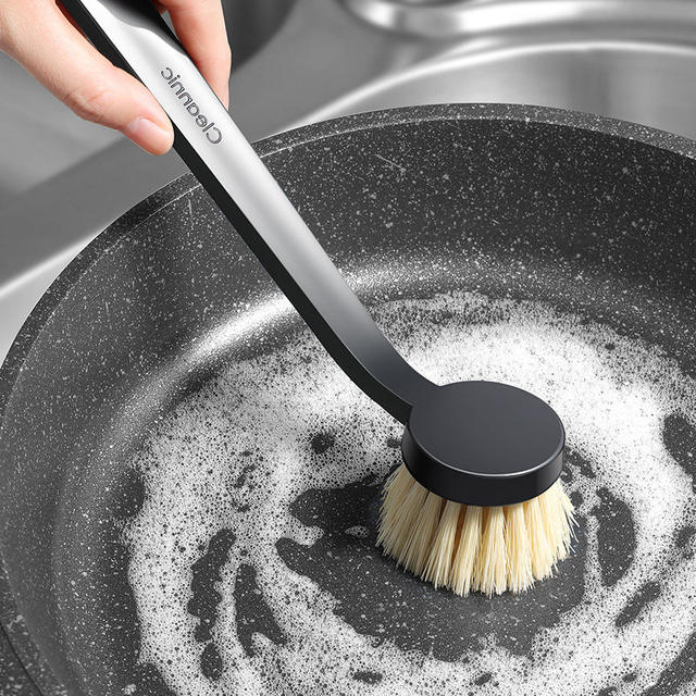 Japanese Export Quality Long-Handled Pot Brush, Does Not Easily Retain Oil, Does Not Damage the Pot, Kitchen-Specific Cleaning Pot Brush