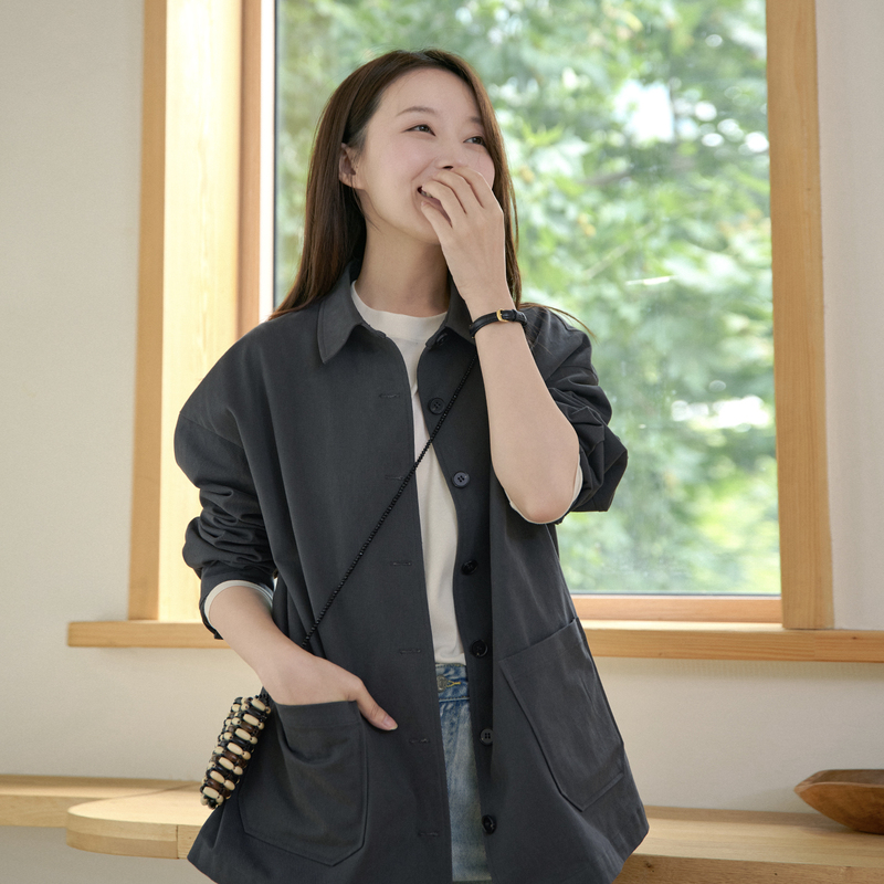 26Qda-076【Clear and Elegant】Simple and Crisp Lapel Shirt-Style Trench Coat for Autumn 26Qda-076【Clear and Elegant】Simple and Crisp Lapel Shirt-Style Trench Coat for Autumn
