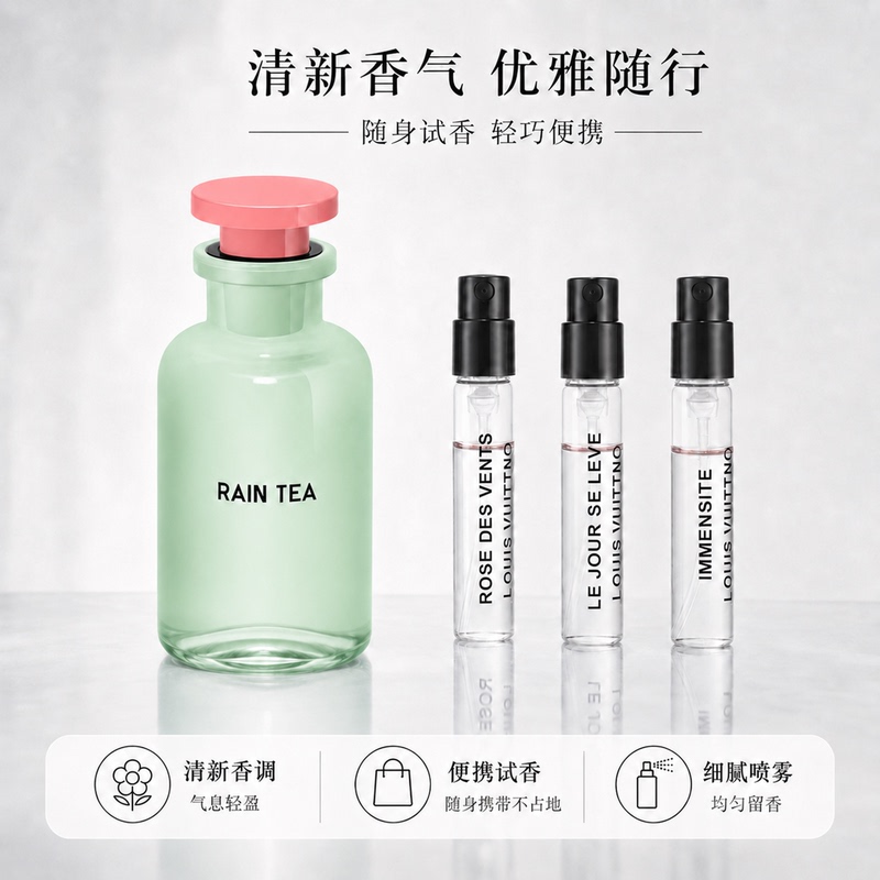 Tea Waterfall, Dawn Thunderstorm, Pacific Cold Current, Afternoon Swim, Symphony of Leisure, Authentic Perfume Sample