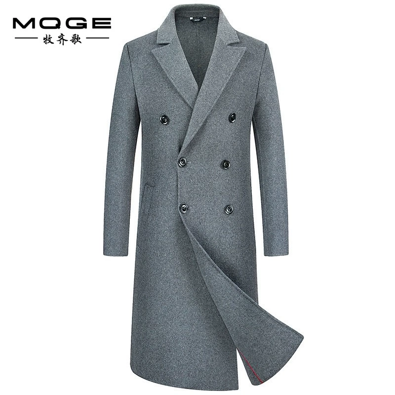 New Autumn and Winter Men's Woolen Coat, Double-Breasted Long Over-The-Knee Handmade Double-Sided Woolen Coat for Men