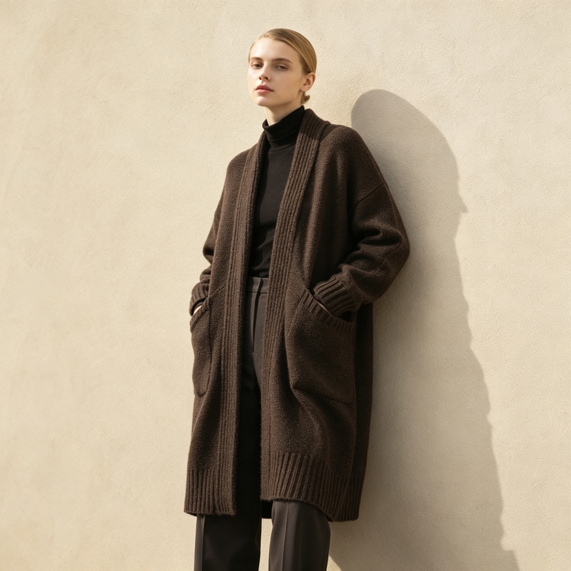 He Ying Official~ Cashmere + Yak Wool Blend Elegant Casual Fashion Oversized Cardigan Loose Knit Long Style