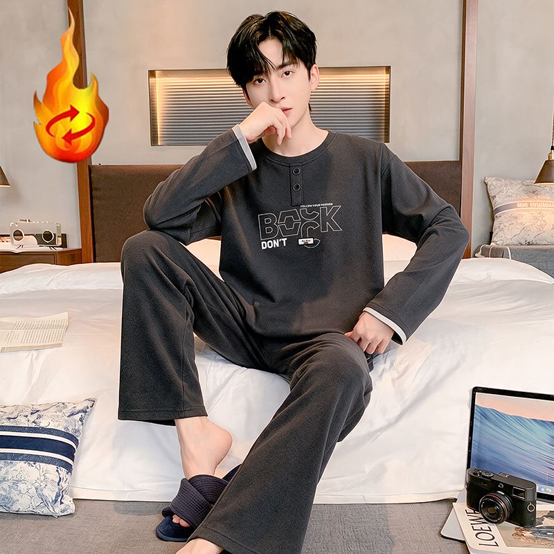 New Autumn and Winter Round-Neck Casual Loose-Fitting Home Wear Set, Silk Wool Fleece Pullover Pajamas, Warm and Suitable for Outerwear