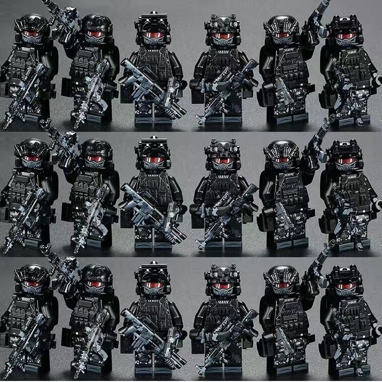 Compatible with Lego Military Special Forces Building Block Figures, Explosion-Proof Swat Mini-Dolls, Soldiers, Assembled Children's Boys' Toys