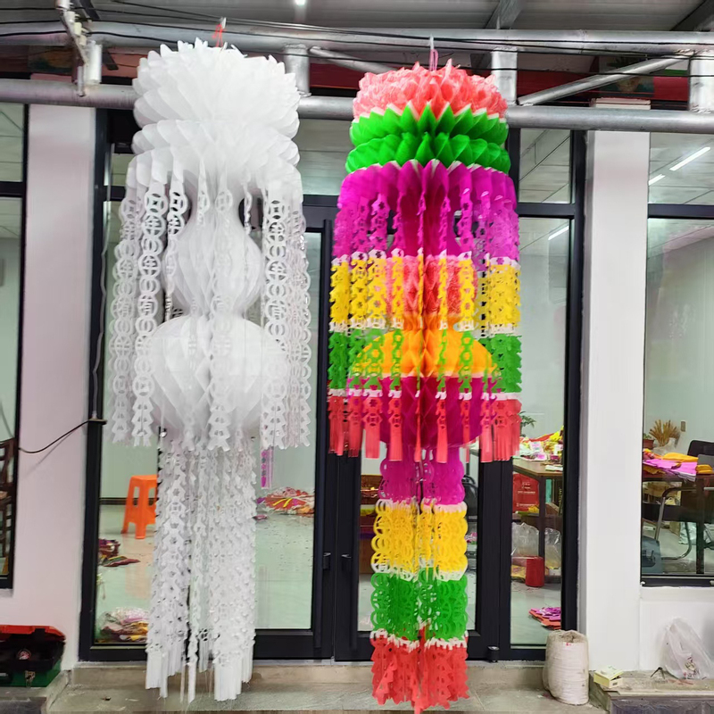 Colorful Copy Paper Lanterns, Double-Layer Eco-Friendly Paper-Plastic Paper, Qingming Flower, Qingming Hanging Decorations, Qingshan Strip, Qingming Festival Lanterns