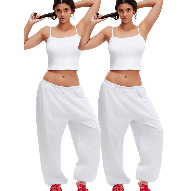 Hissisc 100% Organic Cotton Knitted Sports Pants # 150 (White Hemp Gray)