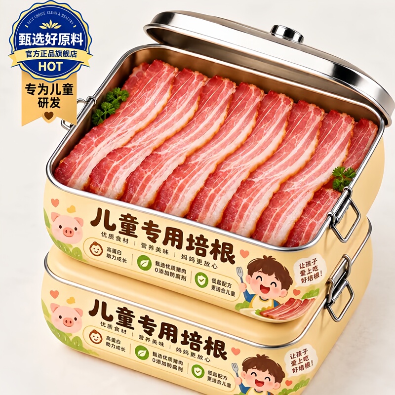 Bacon for Children, Original Cut, No Additives, Smoked, Thick-Cut Bacon, Specially Designed for Sandwiches, Nutritious Breakfast, Official Flagship Store Bacon for Children, Original Cut, No Additives, Smoked, Thick-Cut Bacon, Specially Designed for Sandwiches, Nutritious Breakfast, Official Flagship Store