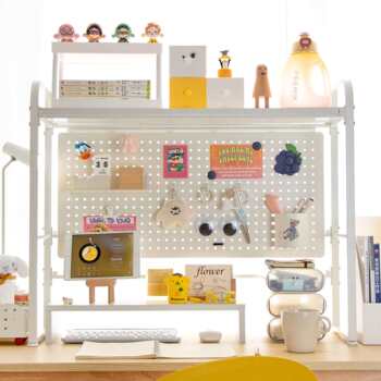 New desktop bookshelf with perforated board desk storage rack iron hanging rack computer desk metal storage rack