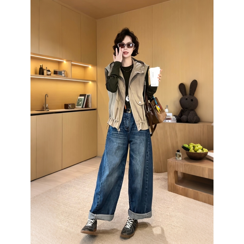 Ouni Private Label [Bias-Cut Scimitar Denim] 2026 Early Autumn New Slimming Versatile Jeans 2608D4497