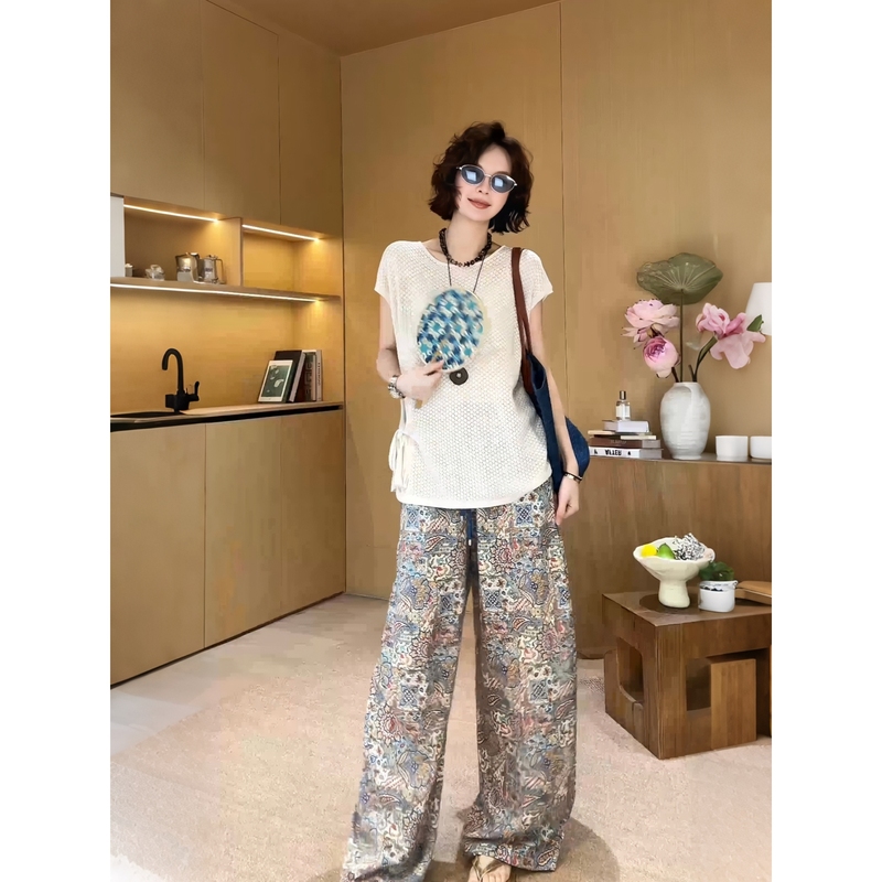 Ouni Private Label [Paisley Pattern Casual Pants] 2026 Summer New Versatile Loose Casual Pants 2606D3771
